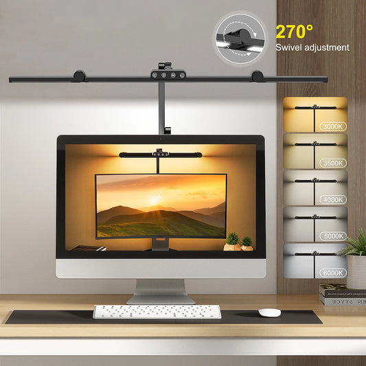 LED-Schreibtischlampe mit Doppelkopf – 4 Lichtmodi, dimmbar und augenschonend