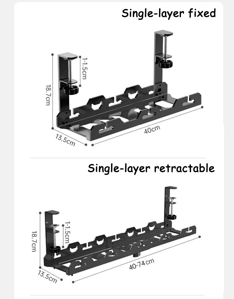 Unter-Schreibtisch Kabelhalter – Ausziehbare Metall-Kabelwanne ohne Bohren