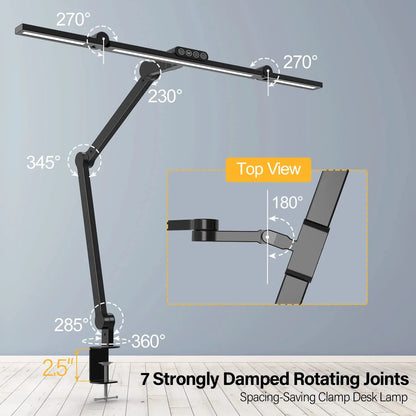 LED-Schreibtischlampe mit Doppelkopf – 4 Lichtmodi, dimmbar & augenschonend