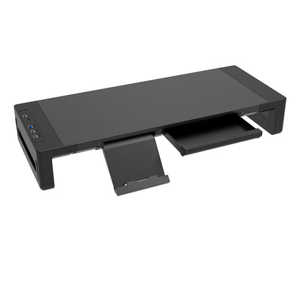 Höhenverstellbarer Monitorständer mit Schublade und USB-Hub