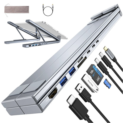 8-in-1 USB-C Laptop-Dockingstation & Ständer aus Aluminium
