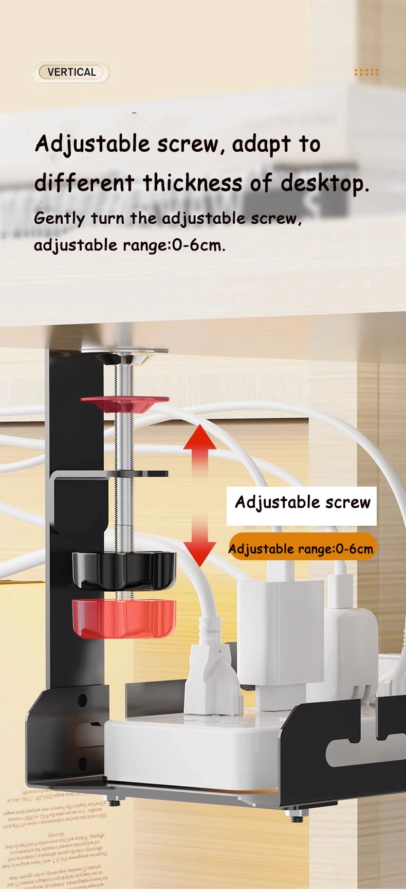 Unter-Schreibtisch Kabelhalter – Ausziehbare Metall-Kabelwanne ohne Bohren