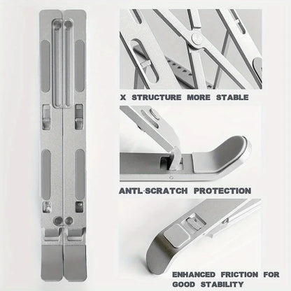 Verstellbarer Aluminium-Laptopständer – 6-stufig höhenverstellbar, faltbar & tragbar für 8-16" Laptops