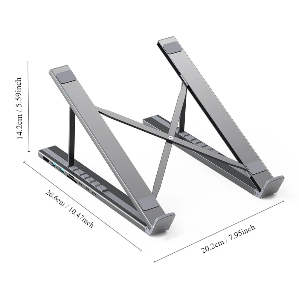 8-in-1 USB-C Laptop-Dockingstation & Ständer aus Aluminium