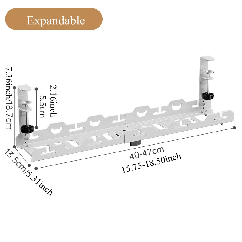 Unter-Schreibtisch Kabelhalter – Ausziehbare Metall-Kabelwanne ohne Bohren