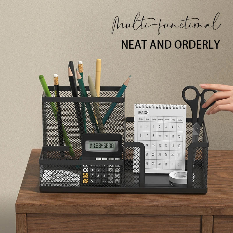 Schreibtisch-Organizer aus Metall – 3 Fächer, Stiftehalter für Büro & Homeoffice