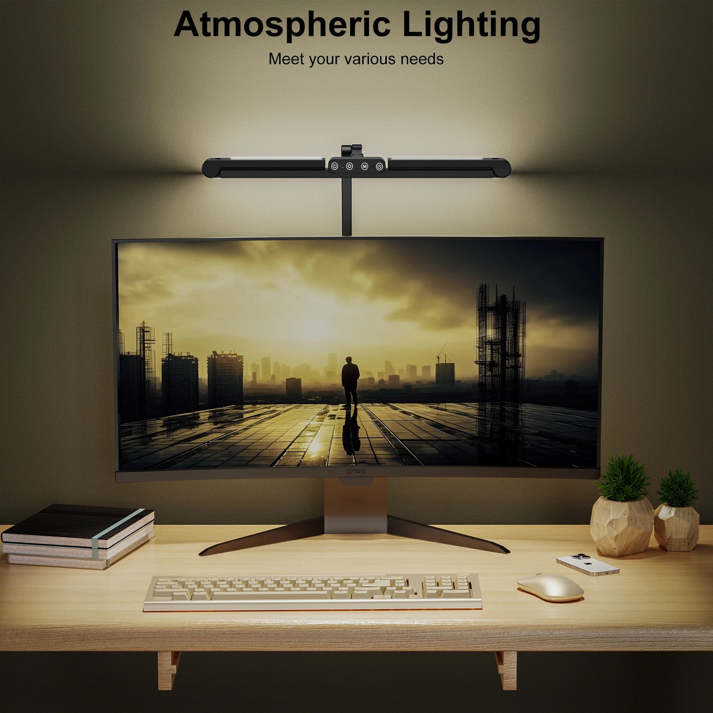 LED-Schreibtischlampe mit Klemme – dimmbar, 24W mit Umgebungslicht