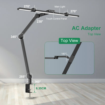 LED-Schreibtischlampe mit Doppelkopf – 4 Lichtmodi, dimmbar & augenschonend