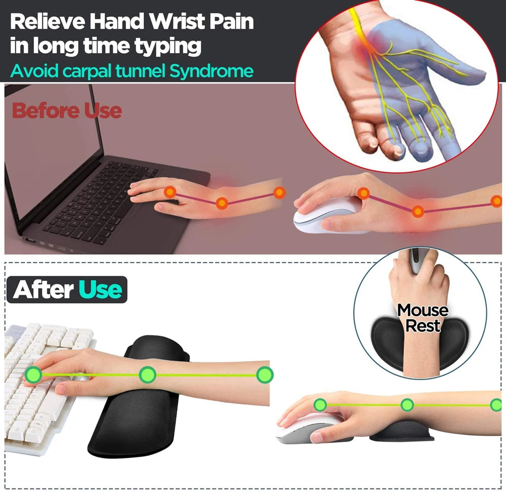 Ergonomische Handgelenkauflage – Memory Foam Pad für Tastatur & Maus