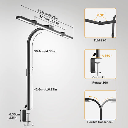 LED-Schreibtischlampe mit Doppelkopf – 4 Lichtmodi, dimmbar & augenschonend