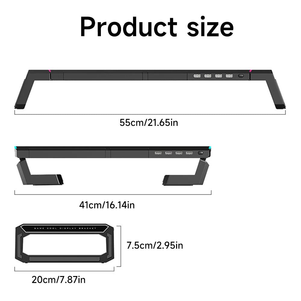 Faltbarer Monitorständer mit Schublade und USB-Anschlüssen