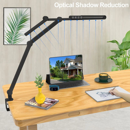 LED-Schreibtischlampe mit Doppelkopf – 4 Lichtmodi, dimmbar & augenschonend