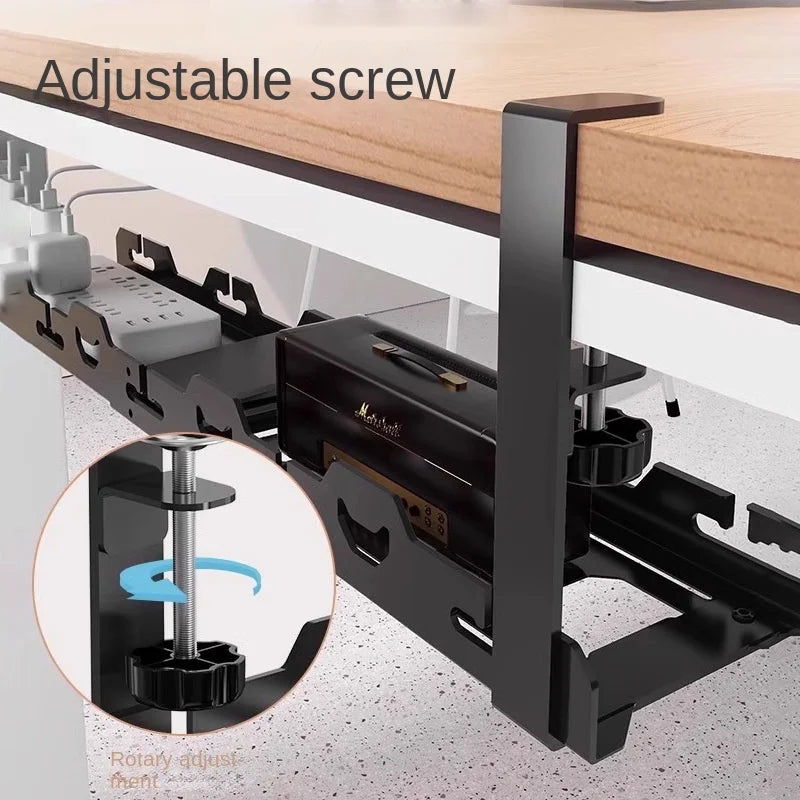 Unter-Schreibtisch Kabelhalter – Ausziehbare Metall-Kabelwanne ohne Bohren