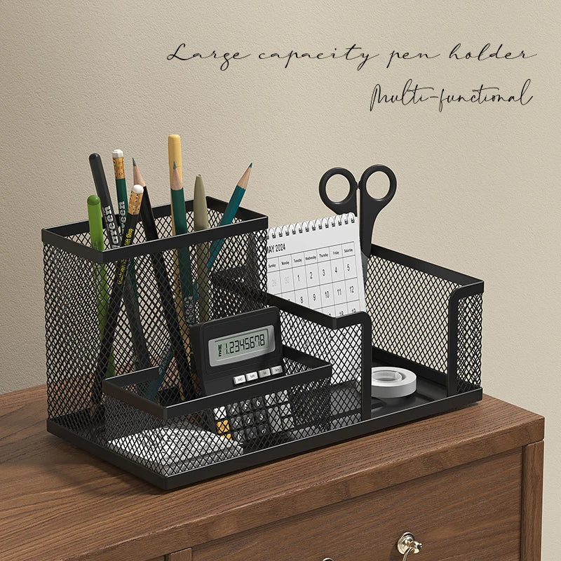 Schreibtisch-Organizer aus Metall – 3 Fächer, Stiftehalter für Büro & Homeoffice